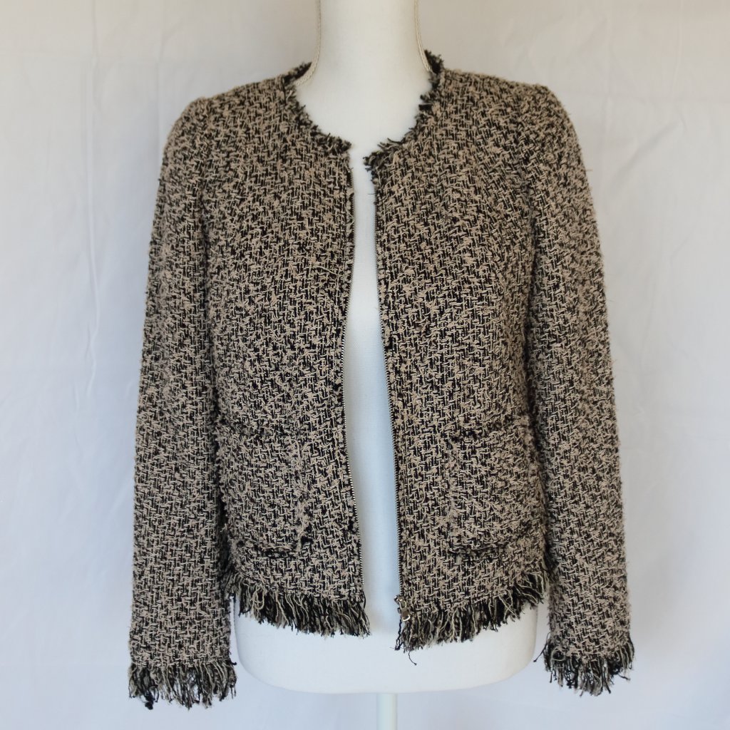 Nwt Rebecca Taylor Fringe Tweed Jacket